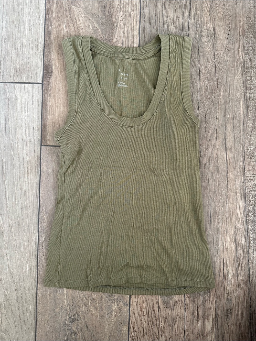 a new day Olive Green Ribbed Tank Top